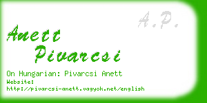 anett pivarcsi business card